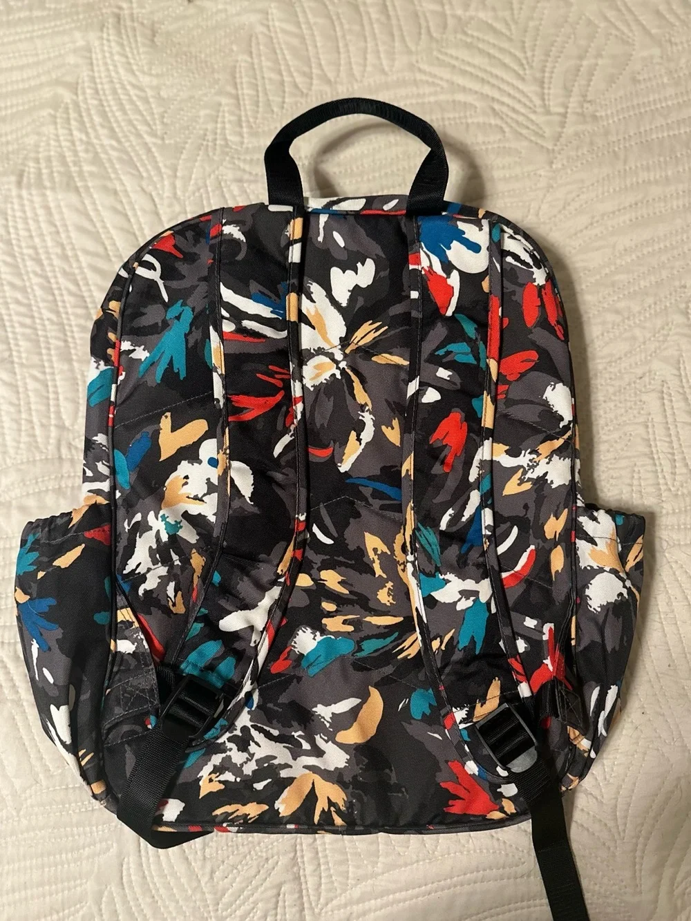 Vera Bradley Black Backpack with Multicolor Abstract Brushstroke Print
